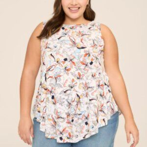 Lane Bryant Multicolor Blouse new without tag Max Swing Boatneck Tank